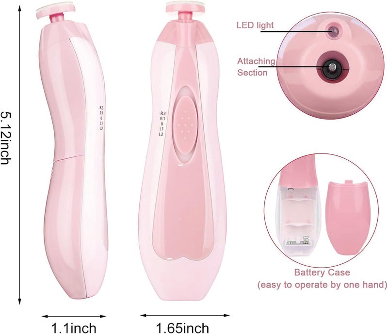 OUREPOCA Baby Nail File Clippers Electric: Baby Nail Trimmer Electric Kit Fingernails Toes Care Manicure 6-in-1 Set with LED Light Safe for Newborn Kids and Adult Pin - Image 5